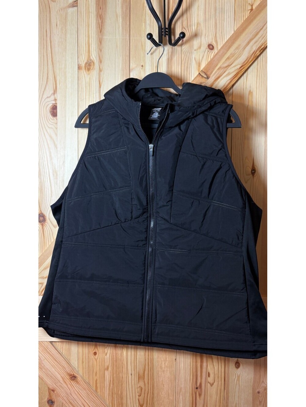 Avia Women's Black Puffer Vest with Hood Size XXXL